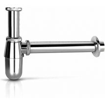 RHAFAYRE Brass Basin Siphon, 1 1/4 x 32mm Adjustable Siphon Anti Odor Leak Proof, High Quality for Washbasin Sink, Silver