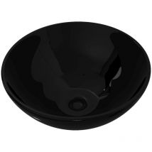 Bassin d'évier rond céramique pour salle de bain lavabo lave-mains noir