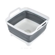 Bassine Rétractable En Plastique Avec Bouchon De Vidange - Blanc/gris - 9 L - Livraison Gratuite