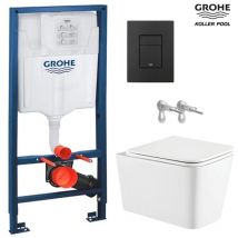 Bastidor grohe pack cisterna empotrada y pulsador negro mate con inodoro wc suspendido Rim-ex trend 49CM sist.vortex de kp