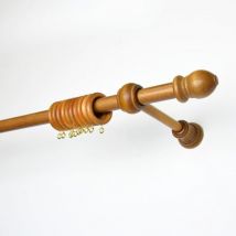 Bastone Tenda in Legno Diametro 23 mm per Tende A Strappo Senza Corda, con Anelli, Terminali e Staffe,Color Olmo- 160 CM