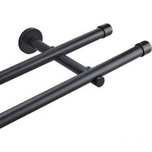 Bastone per tende doppia diametro 20mm,100-400cm opzionale, con Materiale di Montaggio, Metallo, Nero Opaco - 160cm