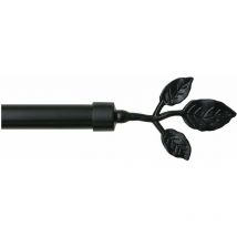Bastone Tenda Ferro Estendibile Asta Scorritenda Anelli Foglie 120 210 cm - Nero