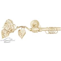 Bastone Tenda In Ferro Battuto Edera Colori Ferro: Bianco Oro - Lunghezza Bastone: 200 Cm