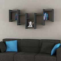 Bat Modernes schwebendes Regal Anthrazitgrau 64cm hoch - Anthracite Grey - Decortie