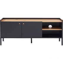 Bata - Meuble tv archi effet chêne et métal noir 130cm