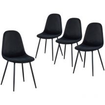 BAÏTA Lena Set di 4 sedie, Velluto, Nero, h86cm