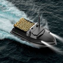 Bateau Lance-Appâts Télécommandé 500m - Double Moteur, Sondeur Intégré, Capacité de 2kg, Navigation Automatique/Correction de Trajet, Éclairage et