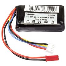 Accucell - vhbw Batería compatible con JST-SYP-2P clavija (m) para modelismo (450mAh, 11,1V, Li-poli)