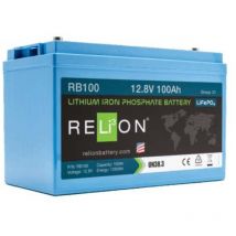 Batería ReLion 12V 1280Wh 100Ah 4SC LiFePO4 de ciclo profundo - 329 x 172 x 214mm