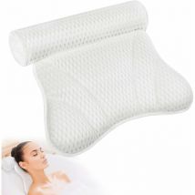 Bath Cushions, 4D Air Mesh Bath Cushion with 6 Anti-Slip and Powerful Suction Cups, Ergonomic Spa Bath Cushions for Head and Neck Support