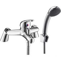 Xaviga - Bath Filler with Shower Mixer Tap Single Lever Pillars Chrome wras Deck Mounted