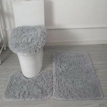 Ahlsen Bath Mat Set, Non-Slip Toilet Rug Set, Orbant Carpet, Bathroom Rug + Toilet Contour Mat + Toilet Lid Cover (Gray)