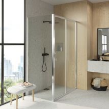 Bathme - LONDON-3 Mampara Ducha Lateral Fijo+Frontal Corredera Cromo Transparente - Medida: 73-75x163-165 cm - Medida: 73-75x163-165 cm - ref: