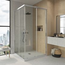 BATHME LONDON-4 Mampara Ducha Angular Cromo Transparente - Medida: 78-80x93-95 cm - Medida: 78-80x93-95 cm - ref: BVF2R080X095