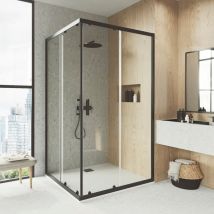 Bathme - LONDON-4 Mampara Ducha Angular Negro Transparente - Medida: 88-90x148-150 cm - Medida: 88-90x148-150 cm - ref: BVF2NR090X150