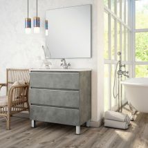 Madison top Conjunto Completo Mueble 3 Cajones Cemento - Medida: 60 cm - Medida: 60 cm - ref: CNB185MM+SA.LIECO6146+CNB20G - Bathme
