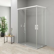 BATHME NIXON Mampara Ducha Rectangular 2Fijos+2Correderas Blanco - Medida: 80x130 cms - Medida: 80x130 cms - ref: YA15080200+YA14130200