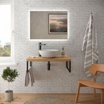 Niza Encimera de Baño con Lavabo solid surface Blanco Mate Color Roble - Medida: 60 cms - Medida: 60 cms - ref: 96070 - Bathme