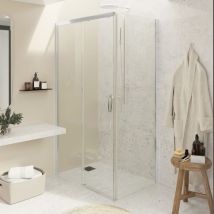 Bathme - NOEL-3 Mampara Ducha Lateral Fijo+Frontal Corredera Cromo Transparente - Medida: 83-85x128-130 cm - Medida: 83-85x128-130 cm - ref: