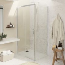 NOEL-3 Mampara Ducha Lateral Fijo+Frontal Corredera Cromo Transparente - Medida: 68-70x128-130 cm - Medida: 68-70x128-130 cm - ref: BVF1RF070X130