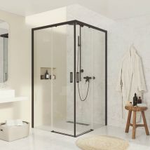 Bathme - NOEL-4 Mampara Ducha Angular Corredera Negro Transparente - Medida: 88-90x163-165 cm - Medida: 88-90x163-165 cm - ref: BVF1NR090X165