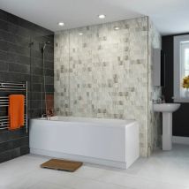 Ceramica - 1600x700mm Bathroom Single Ended Curved Bath Shower Screen with Front & End Panel