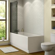 1600x700mm Bathroom Single Ended Straight Bath Shower Screen Front and End Panel