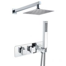 Nes Home - Bathroom 2 Way Concealed Thermostatic Shower Mixer Ultra Slim Head & Handset