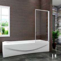 Bathroom 1 Panel Folding Bath Shower Screen 700 x 1400mm Reversible 4mm Glass