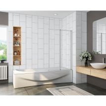 Bathroom 2 Panel Folding Bath Shower Screen Chrome 1000mm Reversible 4mm Glass