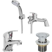 Affine - Bathroom Basin Mono Mixer Tap Bath Shower Mixer Tap Waste Chrome