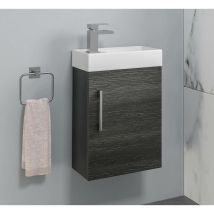 Bathroom 400mm Vanity Unit with 1 Tap hole Basin Sink Slimline Charcoal Grey Wall Hung - Grey