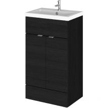 Hudson Reed Fusion Floor Standing Vanity Unit with Basin 500mm Wide - Charcoal Black Woodgrain