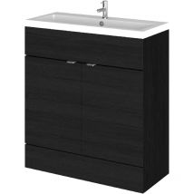 Vasari - Hudson Reed Fusion Floor Standing Vanity Unit with Basin 800mm Wide - Charcoal Black Woodgrain