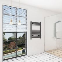 800x450mm(HxW)Matte Black Straight Central Heating Towel Rail Heating Towel Radiators