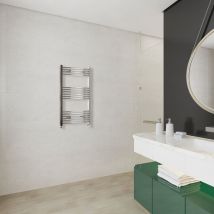 Acezanble - 1000x400mm(HxW)Chrome Curved Center Heated Towel Track Heated Towel Radiator