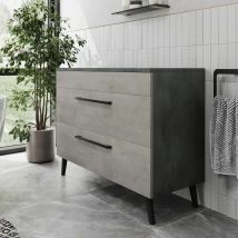 Vitusso - Bathroom Cloakroom Countertop Vanity Unit Cabinet Drawer 1000mm Soft Close Grey