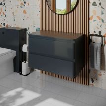 Regis - Bathroom Cloakroom Vanity Unit 800mm Wall Hung Cabinet Drawer Anthracite Grey