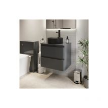 Bathroom Cloakroom Vanity Unit Wall Mounted Countertop Basin Grey Gloss 600mm