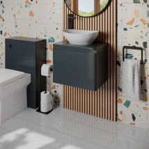 Regis - Bathroom Cloakroom Vanity Unit Wash Countertop Basin Wall Hung Grey 500mm