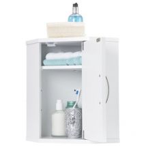 Bathroom Corner Cabinet // White Wooden Wall-Mounted Cupboard With Adjustable Shelf