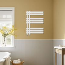 NRG - Bathroom D-shape Heated Towel Rail Designer Radiator Ladder Warmer Heating Rads 800x600mm White