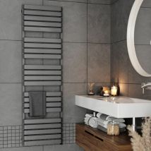 Bathroom Electric Towel Radiator Designer Heated Towel Rail Flat Panel Grey