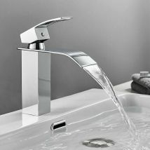 Qersta - Bathroom Faucet Single Hole Waterfall Faucet Basin Mixer Tap Hand Basin Faucet with Copper Single Lever Hot and Cold Water Mixer Tap