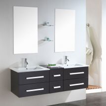 Simba - Black Bathroom Cabinet 150 cm Washbasin Included - Rome