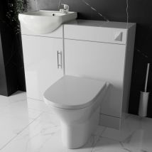 Fnx Bathrooms - Bathroom Furniture Suite Cloakroom Vanity Unit Basin Sink and Back to Wall Toilet wc with Cistern, Plate, Tap, Waste - 900mm