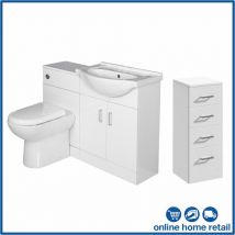 Essence - Bathroom Furniture Toilet Vanity Unit Drawer Cabinet White Gloss - White