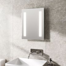 Aquari - Bathroom led Illuminated Luxury Mirror Battery Powered Rectangular 390x500mm - Silver