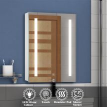 Acezanble - Bathroom led Mirror Cabinet with Soft Close Bathroom Mirror Cabinet with Shaver Socket Demister Pad 600x800mm